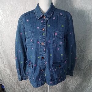 Alfred Dunner embroidered  butterfly denim shirt / jacket